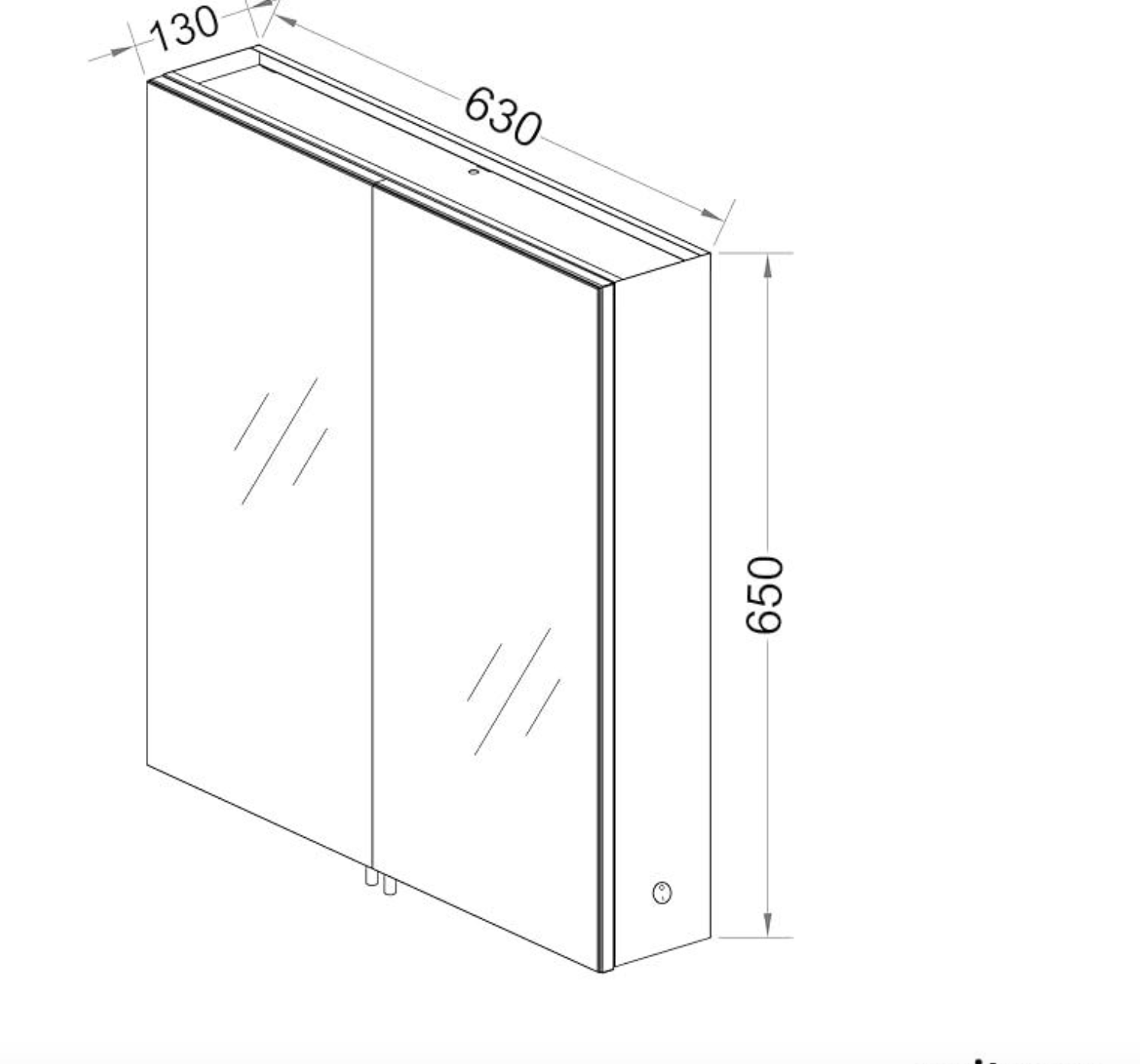 NILE 630mm x 650mm Illuminated Bathroom Mirror Cabinet with Shaver Socket