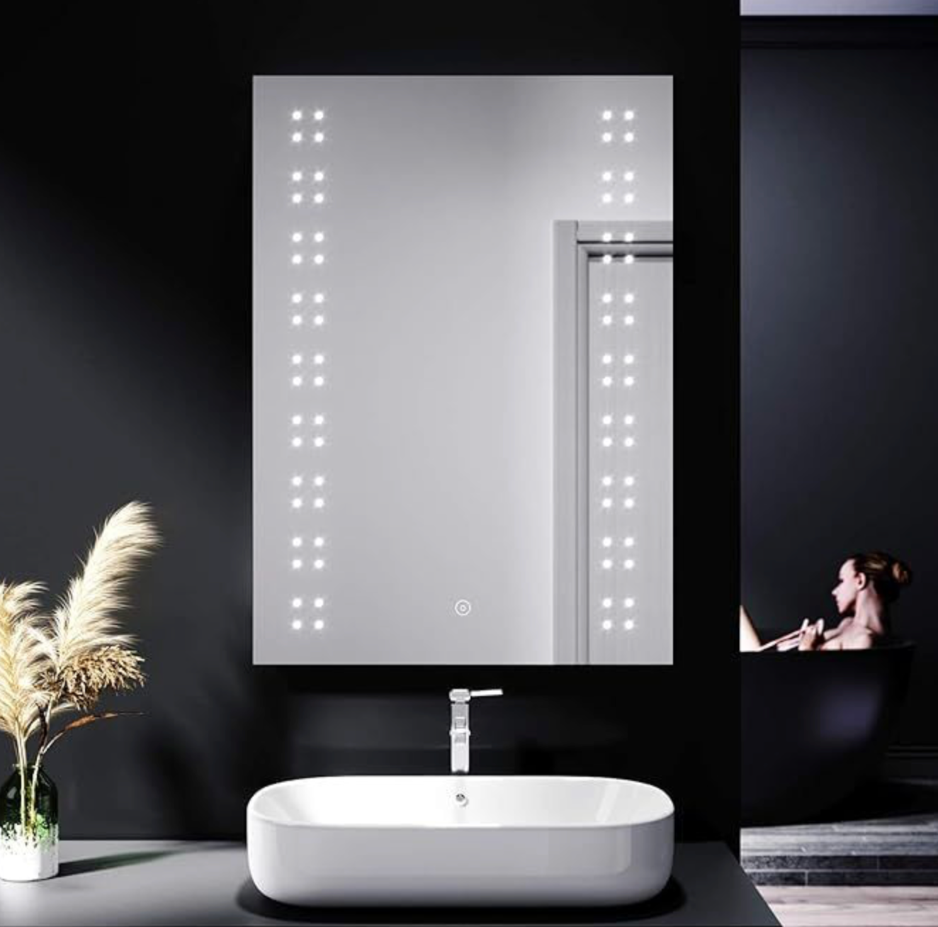 NILE 500mmx700mm LED ILLUMINATED Bathroom Mirror Light Demister TOUCH SWITCH with Shaver Socket