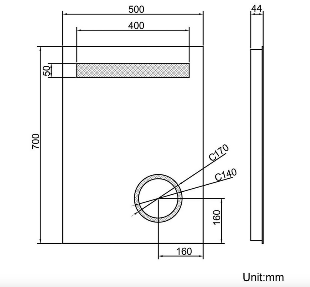 NILE 500mmx700mm Modern Ultra-Slim Illuminated LED Bathroom Make-up Mirror IP44 / Shaving Socket