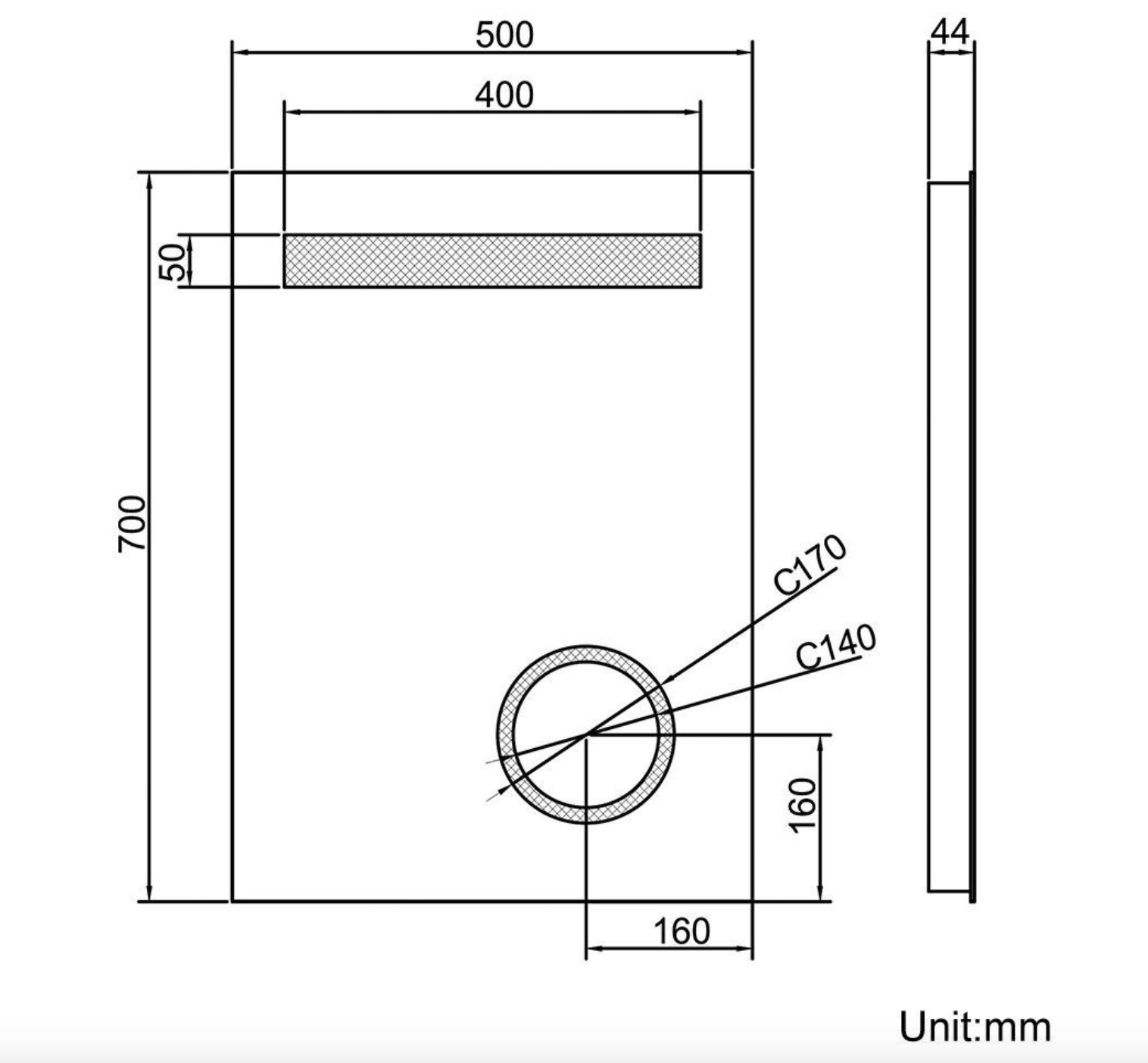 NILE 500mmx700mm Modern Ultra-Slim Illuminated LED Bathroom Make-up Mirror IP44 / Shaving Socket