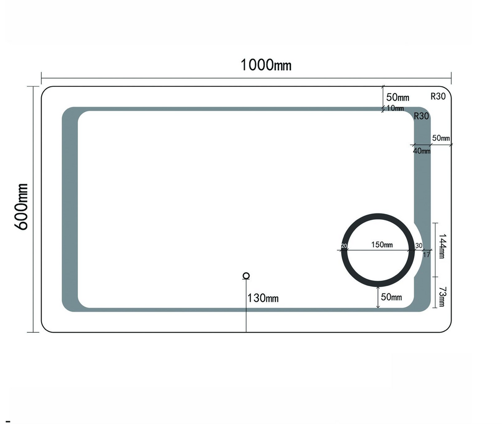 NILE 1000 x 600mm Anti-foggy Back-lit LED Illuminated Bathroom Mirror with Shaver Socket & 3x Magnifying Feature