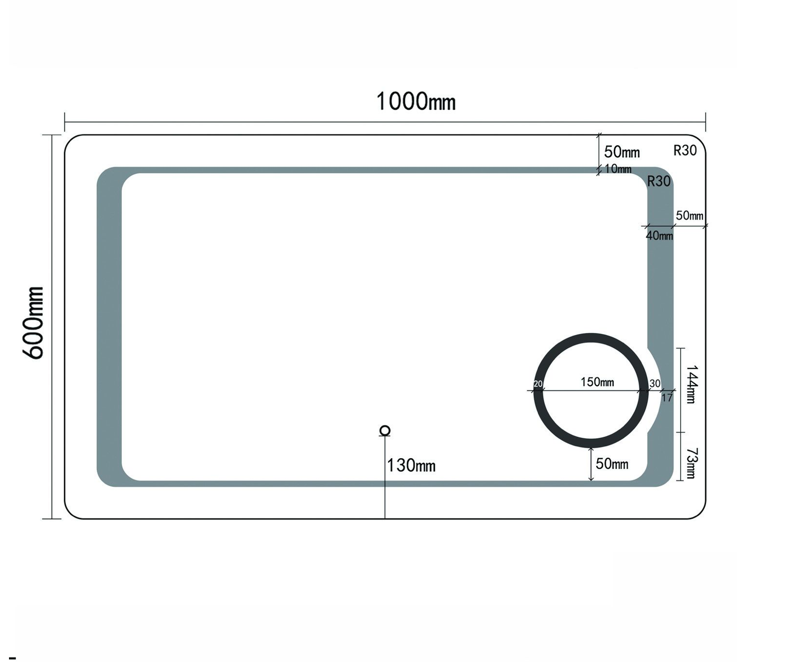 NILE 1000 x 600mm Anti-foggy Back-lit LED Illuminated Bathroom Mirror with Shaver Socket & 3x Magnifying Feature