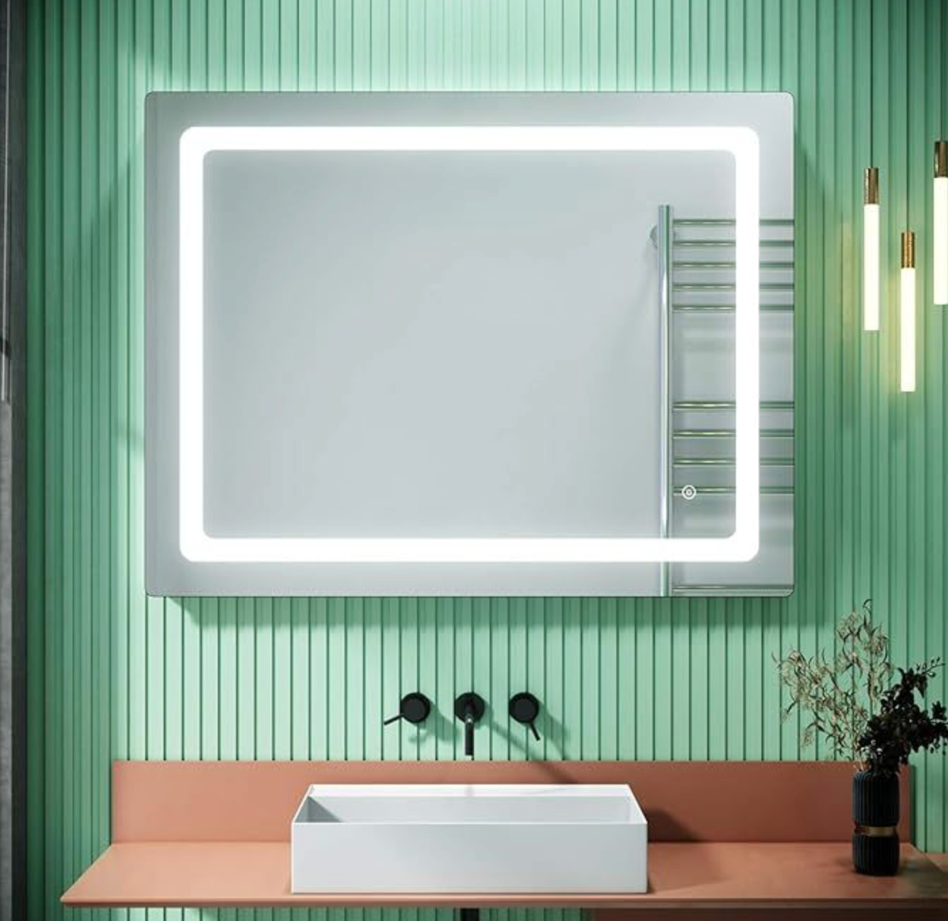 NILE  900mm X 700mm Wall Hung Bathroom Illuminated LED Mirror | Shaver Socket | Demister