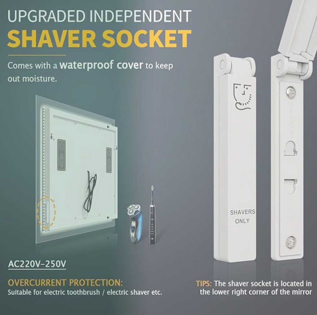 NILE  900mm X 700mm Wall Hung Bathroom Illuminated LED Mirror | Shaver Socket | Demister