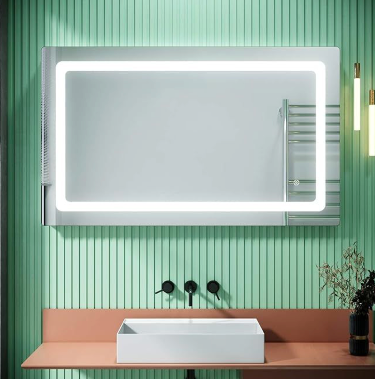 NILE  1000mm X 600mm Wall Hung Bathroom Illuminated LED Mirror | Shaver Socket | Demister