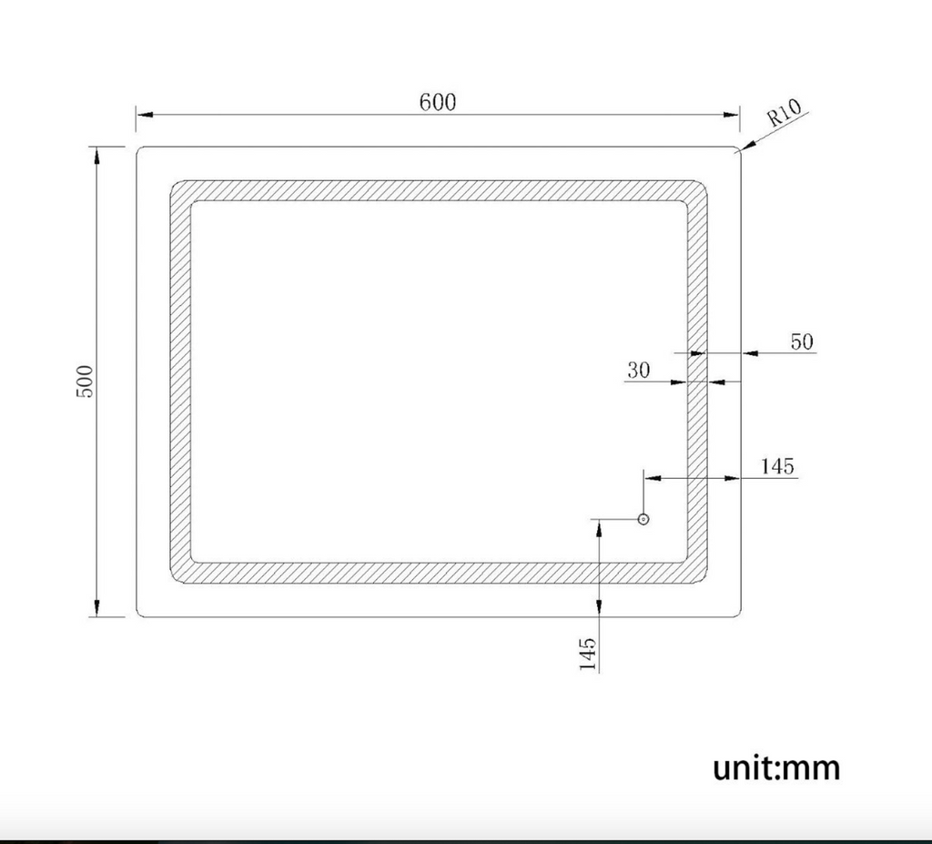 NILE 600mm X 500mm Wall Hung Bathroom Illuminated LED Mirror | Shaver Socket | Demister