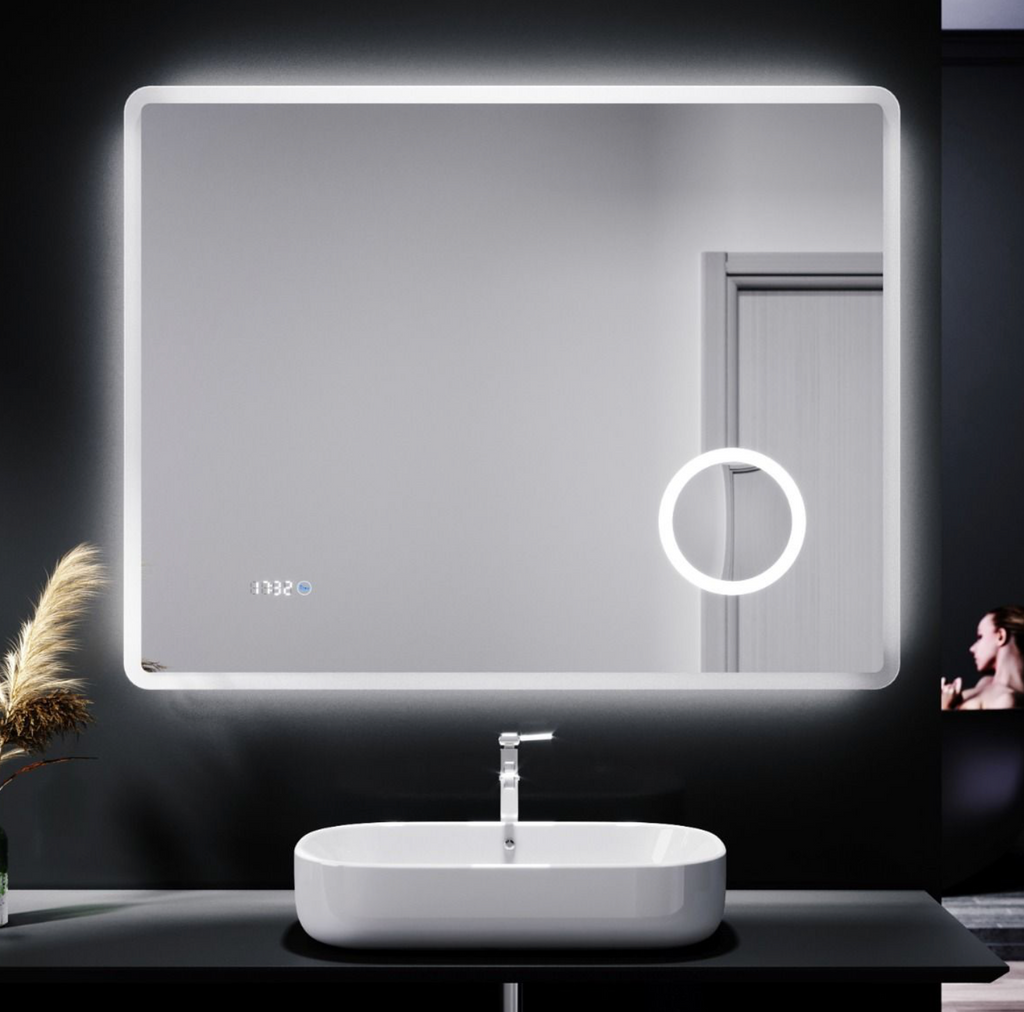 NILE 900mm x 700mm Anti-foggy Back-lit LED Illuminated Bathroom Mirror with Shaver Socket & 3x Magnifying Feature