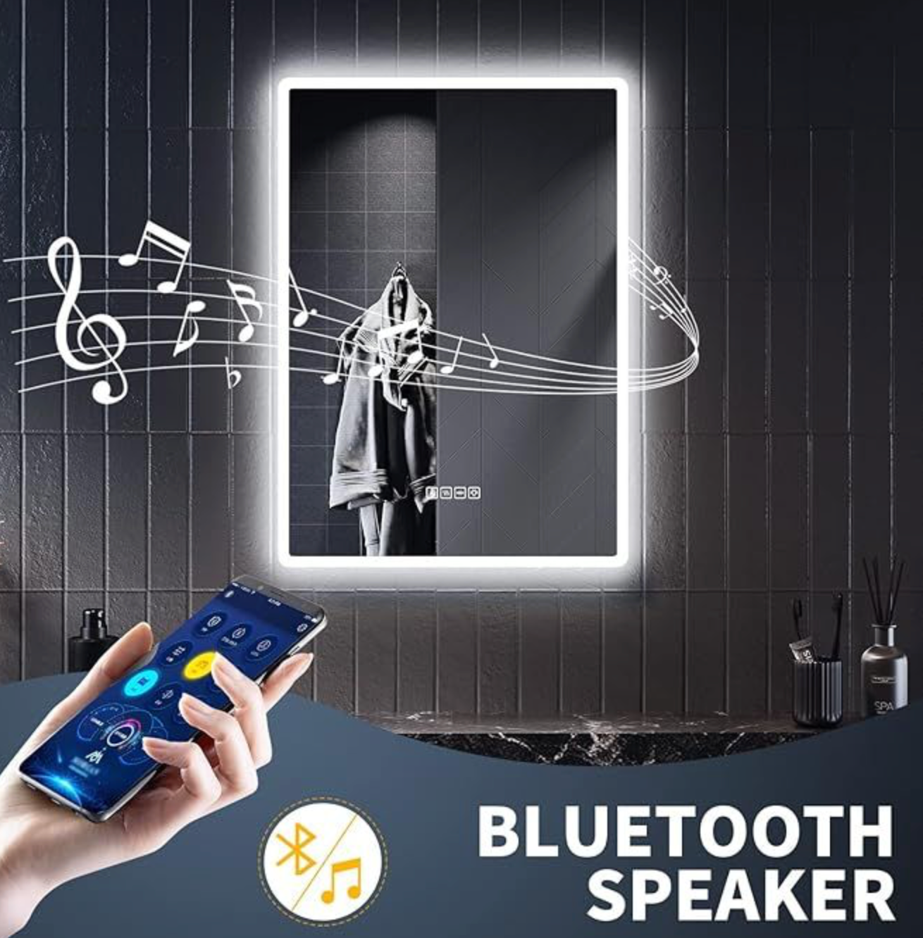 NILE 500mm x 700mm Bluetooth Bathroom Mirrors with Shaver Socket