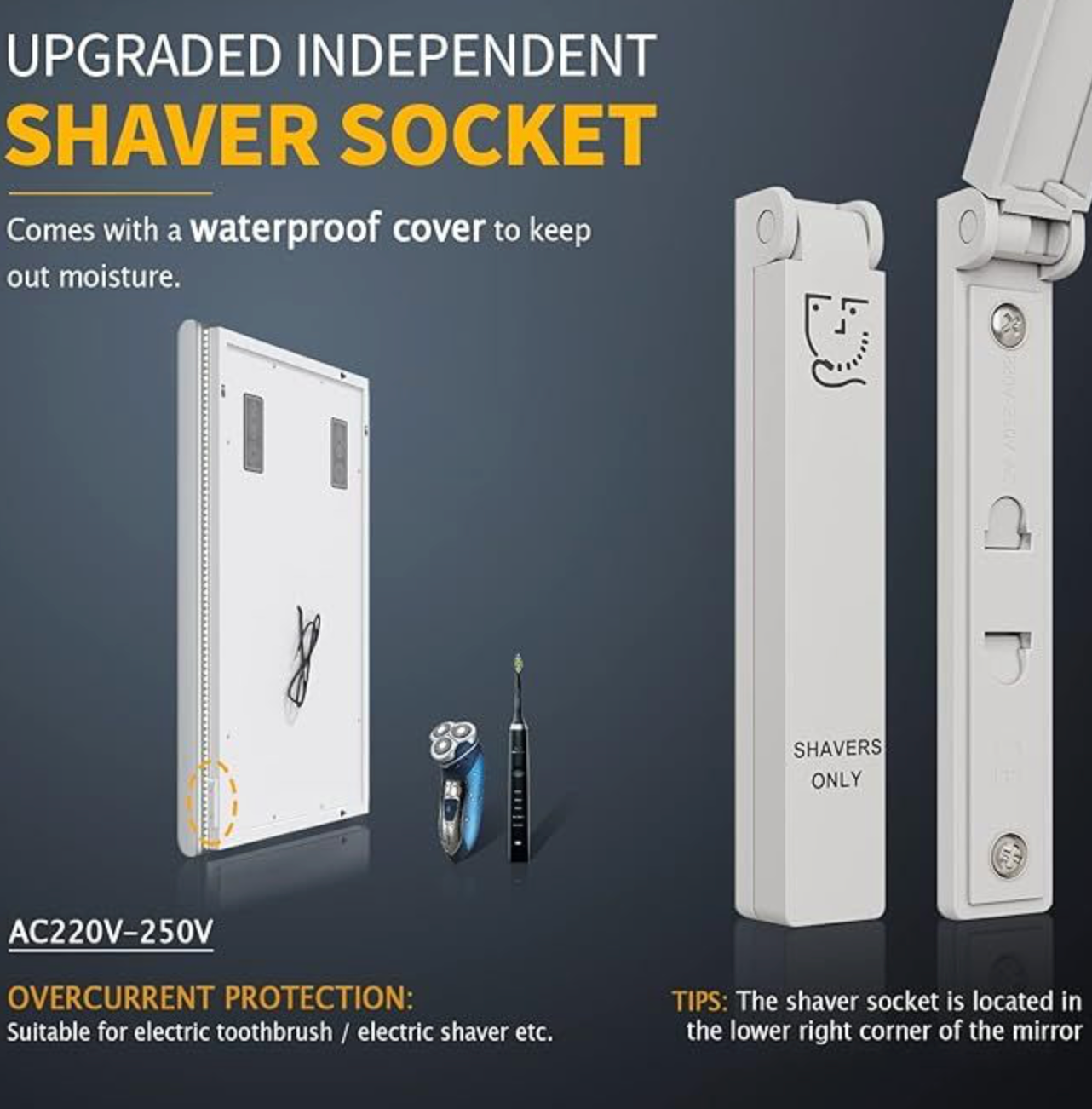NILE 500mm x 700mm Bluetooth Bathroom Mirrors with Shaver Socket