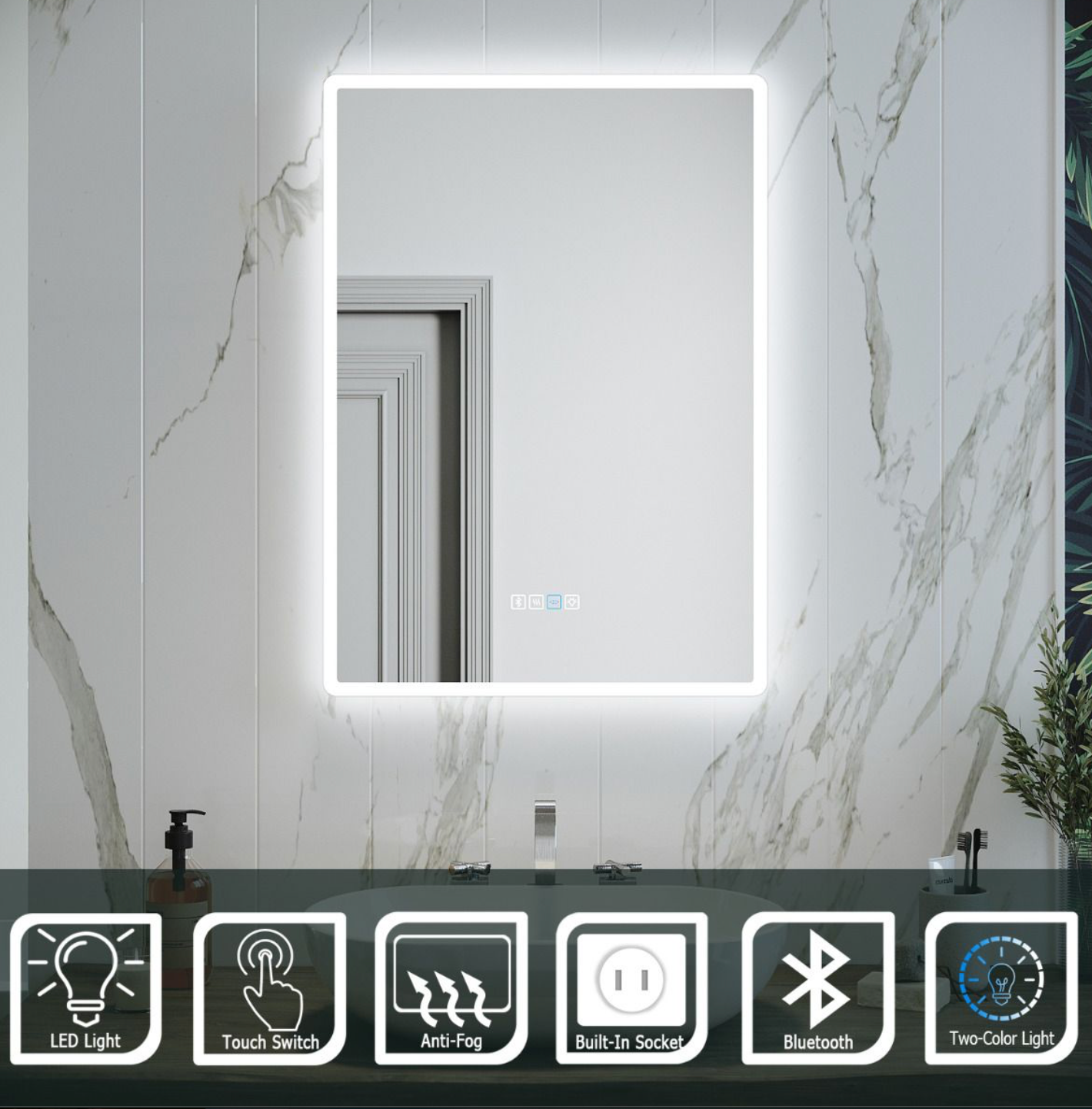 NILE 500mm x 700mm Bluetooth Bathroom Mirrors with Shaver Socket