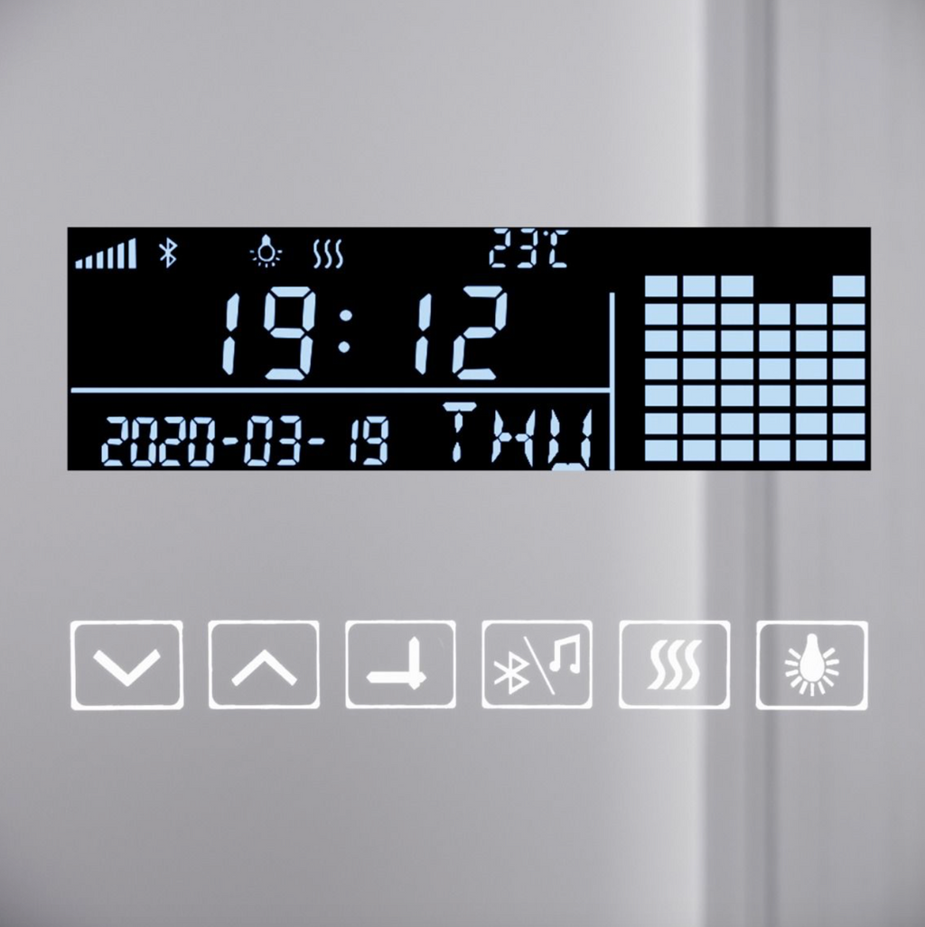 NILE 800mmX600mm Bathroom LED Illuminated Mirror with Anti-fog Touch Bluetooth Shaver Socket Time