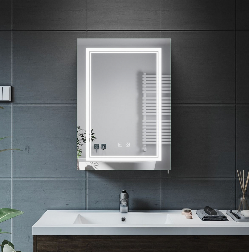 NILE  500mm x 700mm Wall Mounted Bathroom Cabinets with Shaver Socket Touch Swith Dimmable Defogger
