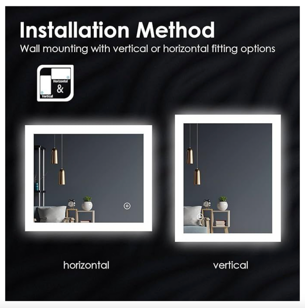 NILE 600mmx500mm Frameless Illuminated Touch LED Bathroom Mirror