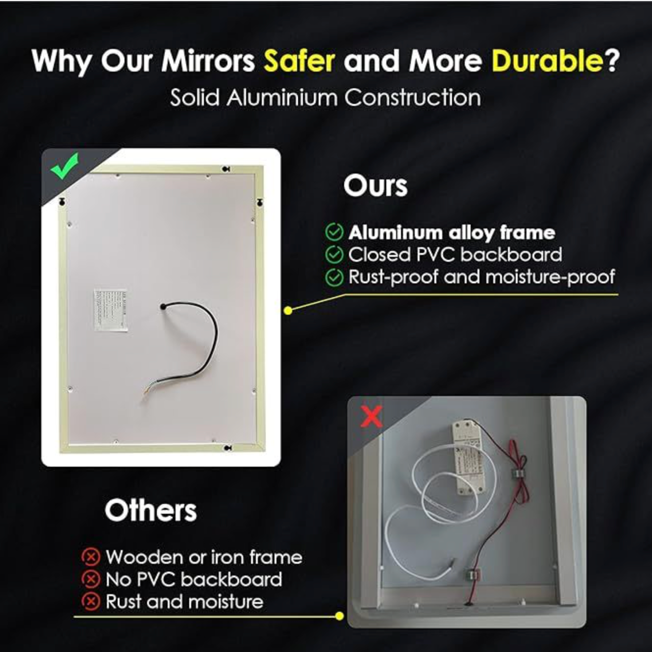 NILE 600mmx500mm Frameless Illuminated Touch LED Bathroom Mirror