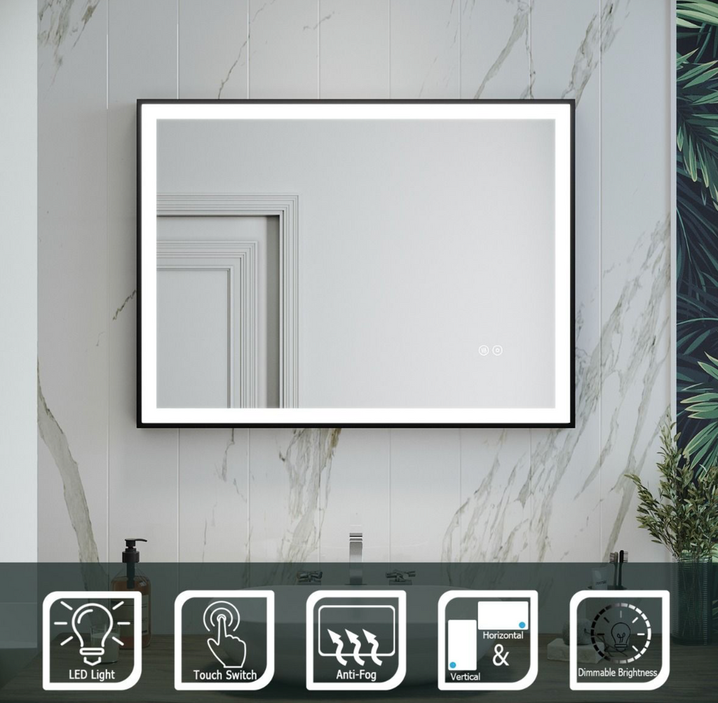 NILE LED Bathroom Mirror with Demister Touch Sensor Dimmable Lights Illuminated