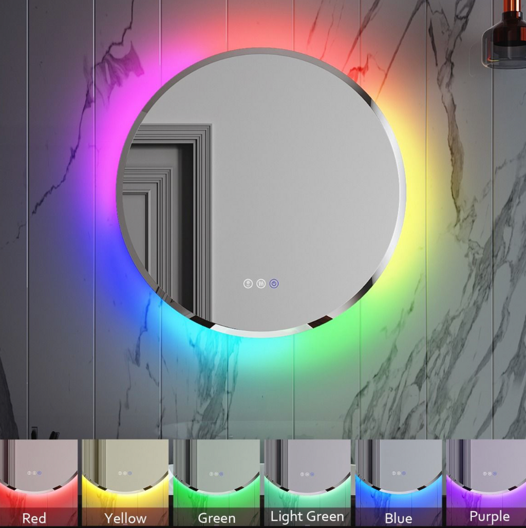 NILE 600mm x 600mm RGB LED Bathroom Mirror with Demister Pad Touch Sensor Illuminated Light