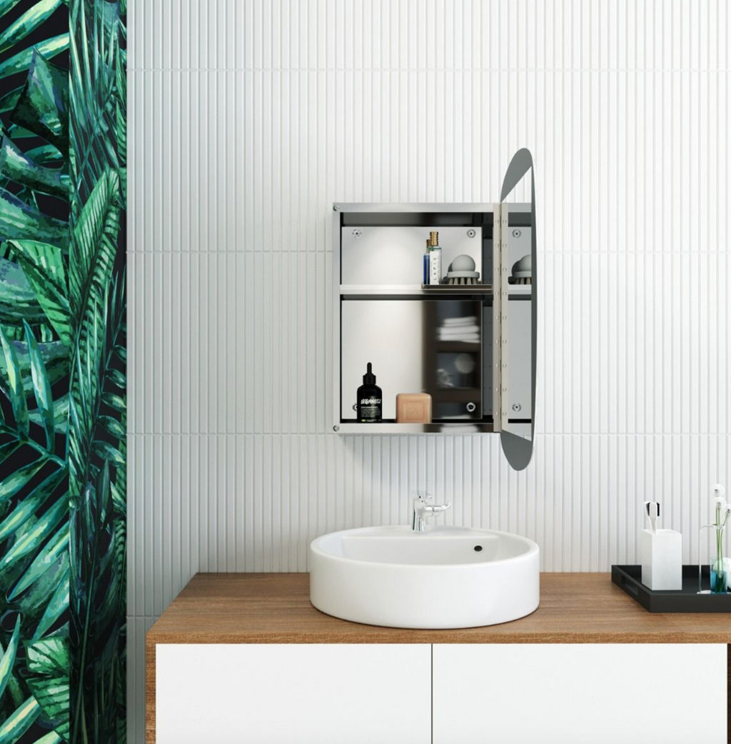NILE 450mm x 600mm Limited Edition Bathroom Mirror Cabinet Storage Cupboards Stainless Steel