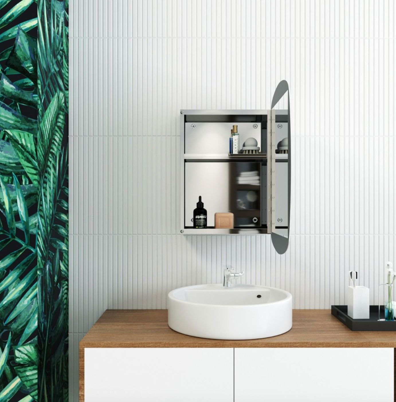 NILE 450mm x 600mm Limited Edition Bathroom Mirror Cabinet Storage Cupboards Stainless Steel