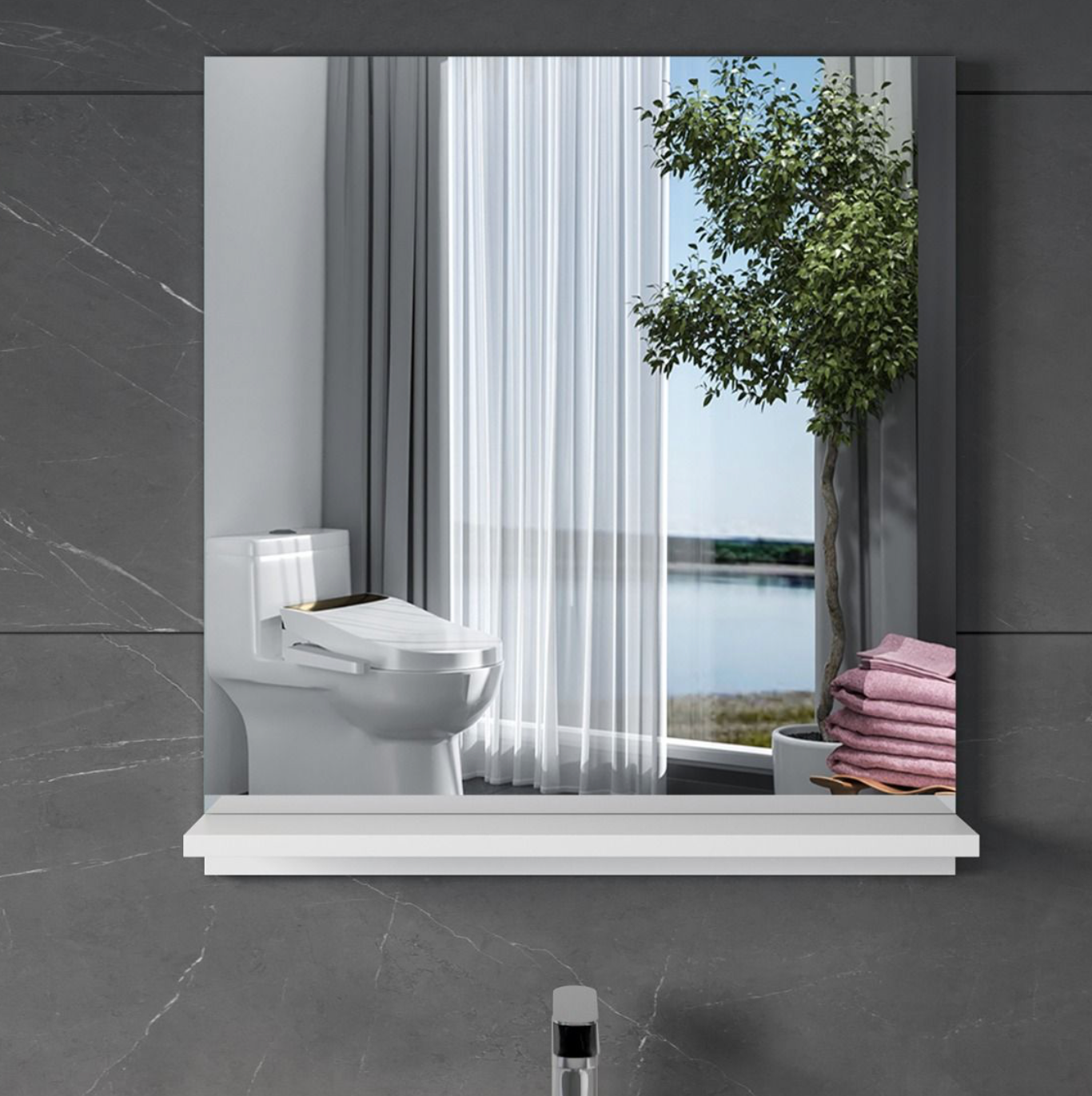 NILE 600X550mm Bathroom Mirror with Shelf