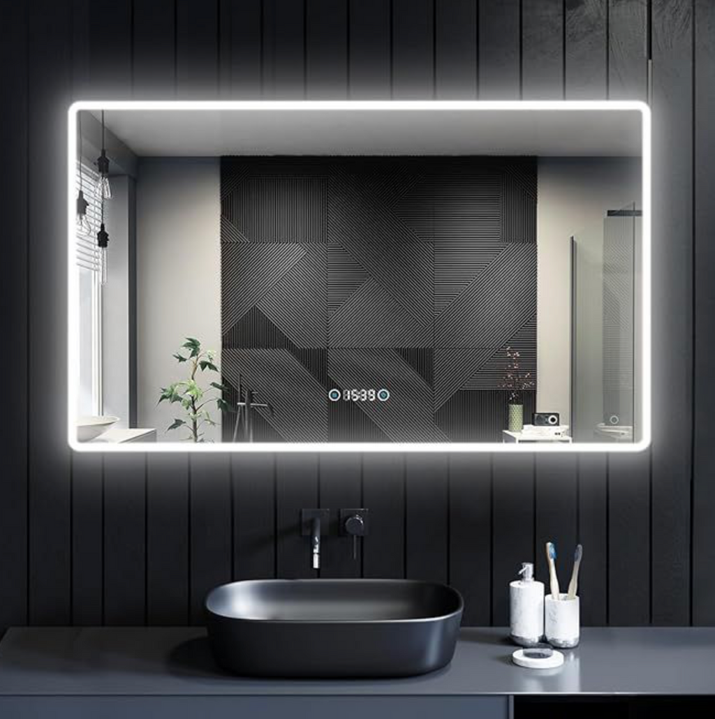 NILE 1000mm x 600mm LED Bathroom Mirror 3 Colours Setting LED Light Touch+Anti-fog+Time+Temperature