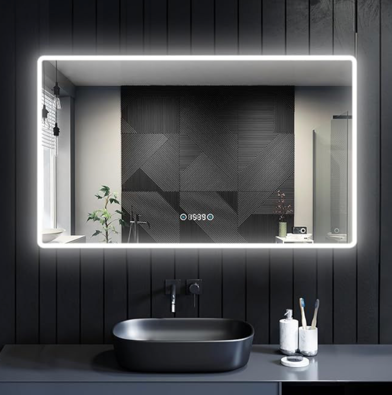 NILE 1000mm x 600mm LED Bathroom Mirror 3 Colours Setting LED Light Touch+Anti-fog+Time+Temperature