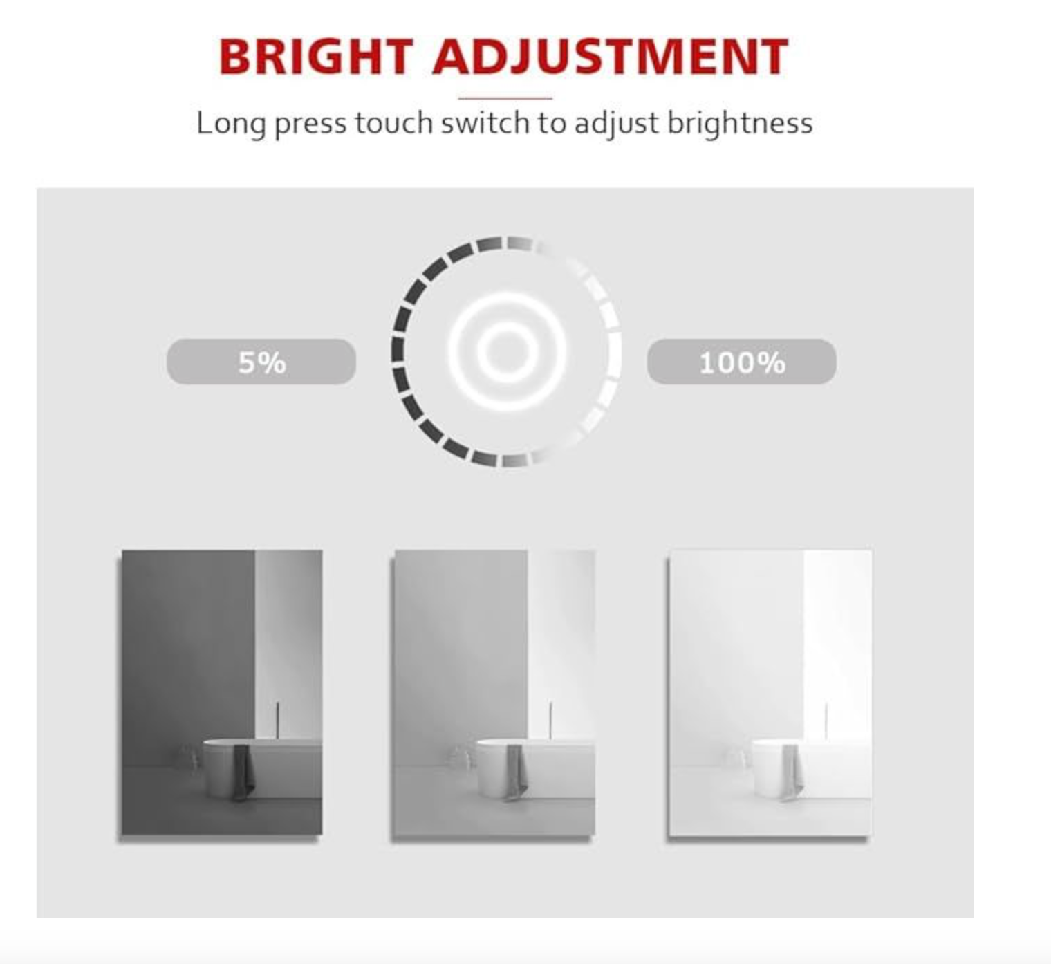 NILE 1000mm x 600mm LED Bathroom Mirror 3 Colours Setting LED Light Touch+Anti-fog+Time+Temperature
