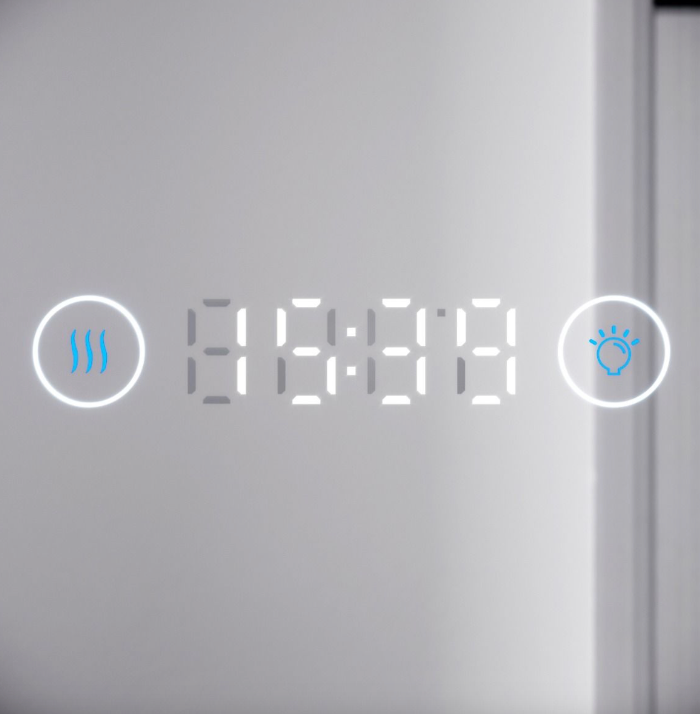 NILE 600mm x 500mm Bathroom LED Illuminated Mirror with Anti-fog Touch Bottom & Time Display