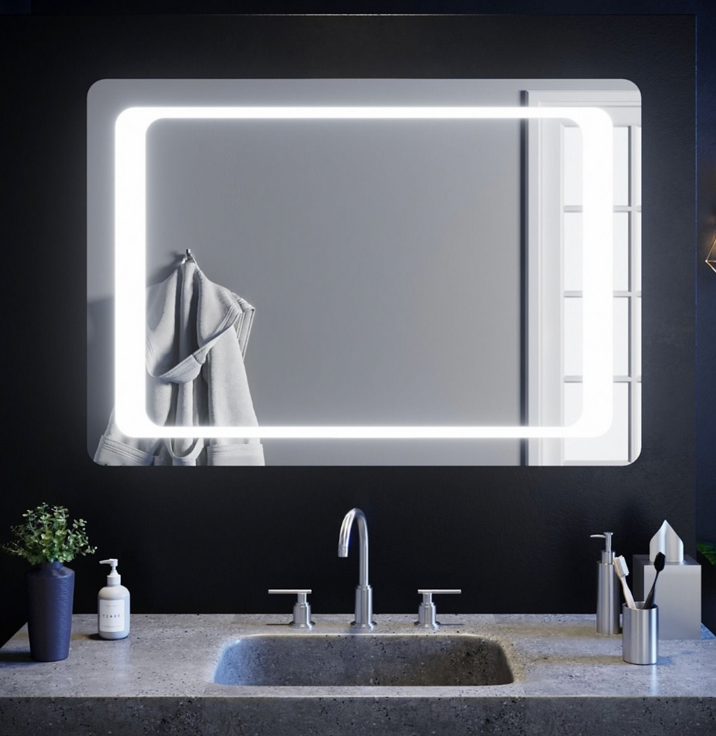 NILE 1000mm x 700mm Wall Hung Bathroom Illuminated LED Mirror | IR Sensor Switch | Demister | Horizontal/Vertical Fitting
