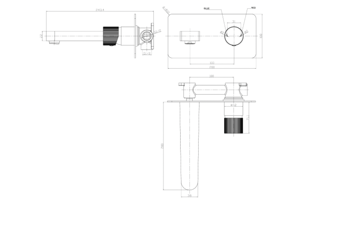 KOKO Gunmetal Wall Mounted Mixer