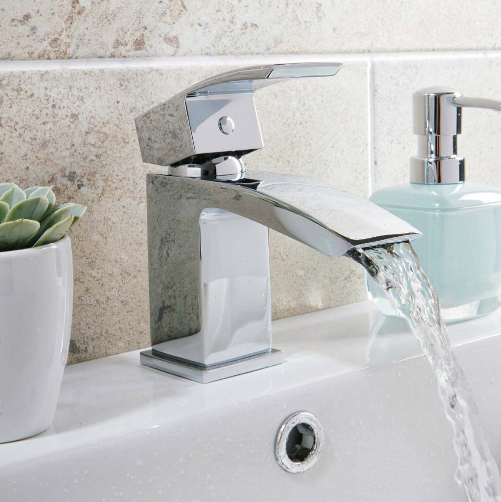 Descent Chrome Mono Basin Mixer with Push Waste