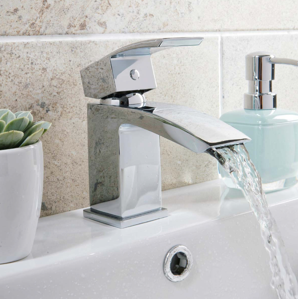 Descent Chrome Mono Basin Mixer with Push Waste