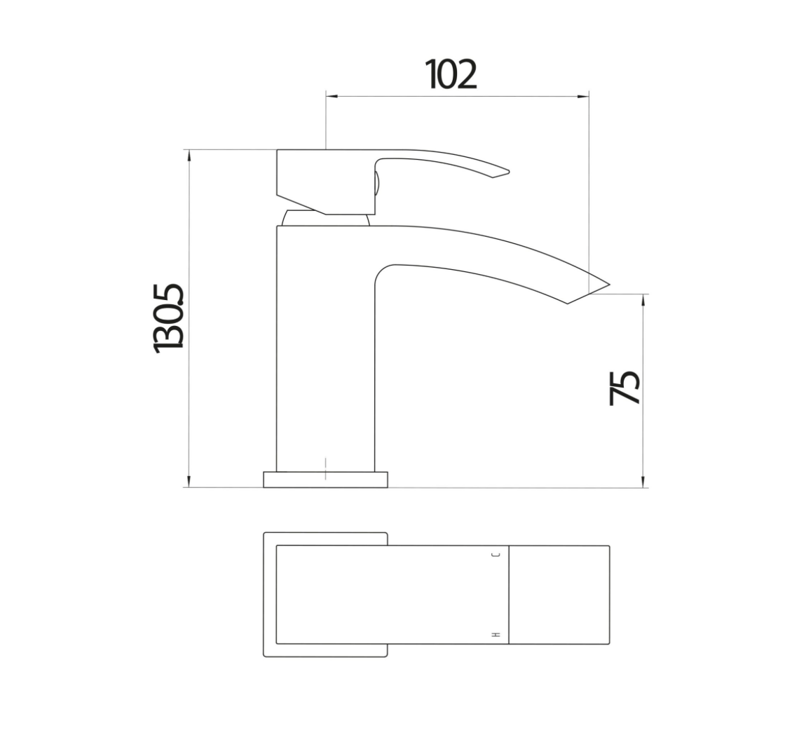 Descent Mini Mono Basin Mixer with Push Waste