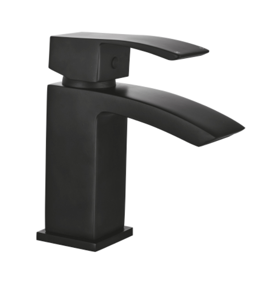 Descent Matt Black Mono Basin Mixer with Push Waste