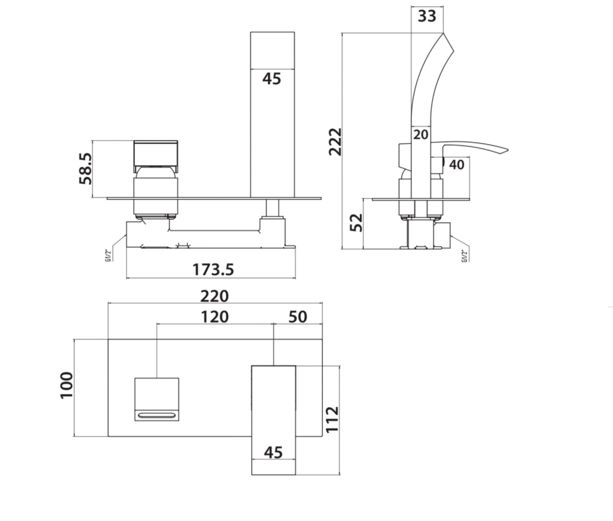 Descent Chrome Wall Mounted Basin Mixer