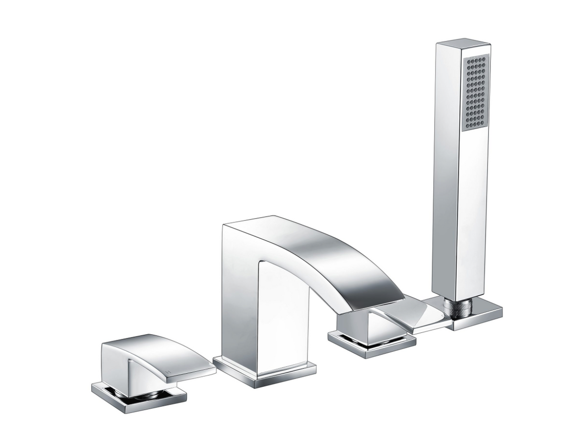 Descent Chrome 4 Hole Deck Mounted Bath Shower Mixer with Diverter