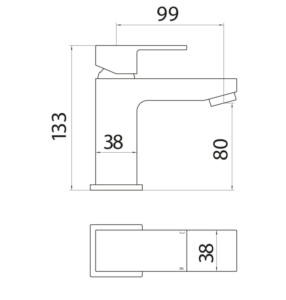 Lanza Mono Basin Mixer with Push Waste