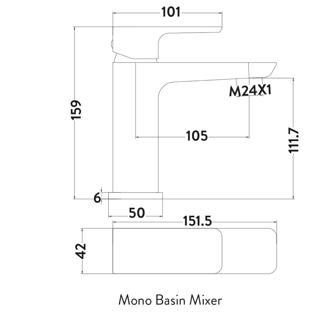 Muro Matt Black Mono Basin Mixer