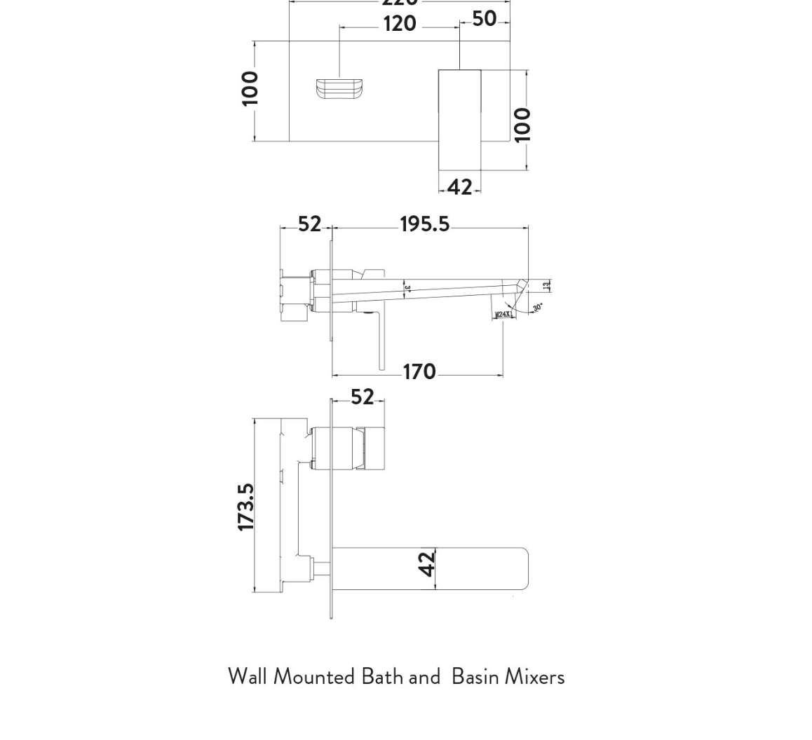Muro Matt Black Wall Mounted Basin Mixer