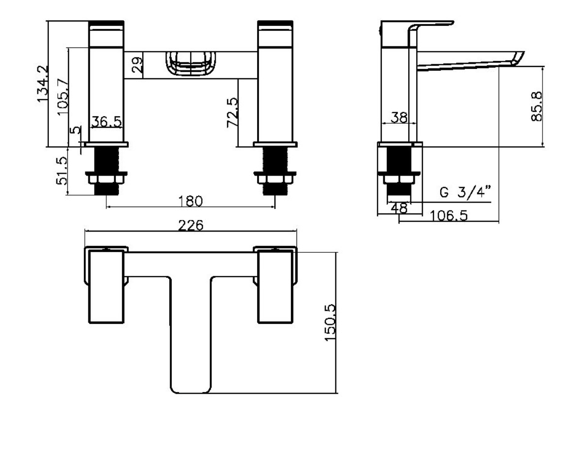 Muro Matt Black Bath Filler