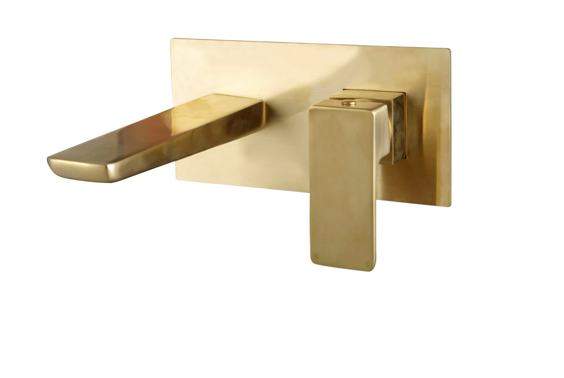 Muro Brushed Brass Wall Mounted Bath Mixer