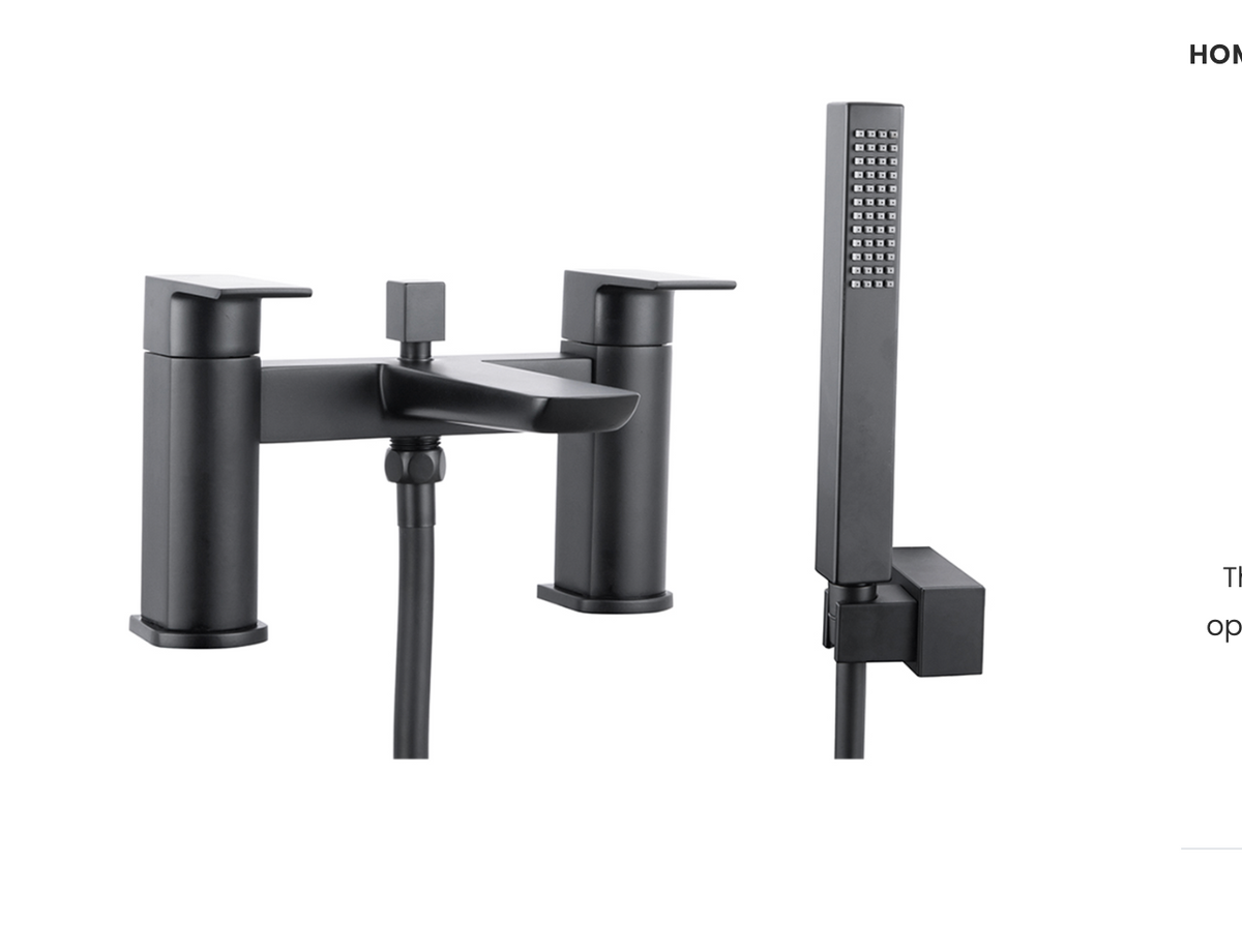 Muro Matt Black Bath Shower Mixer with Shower Kit