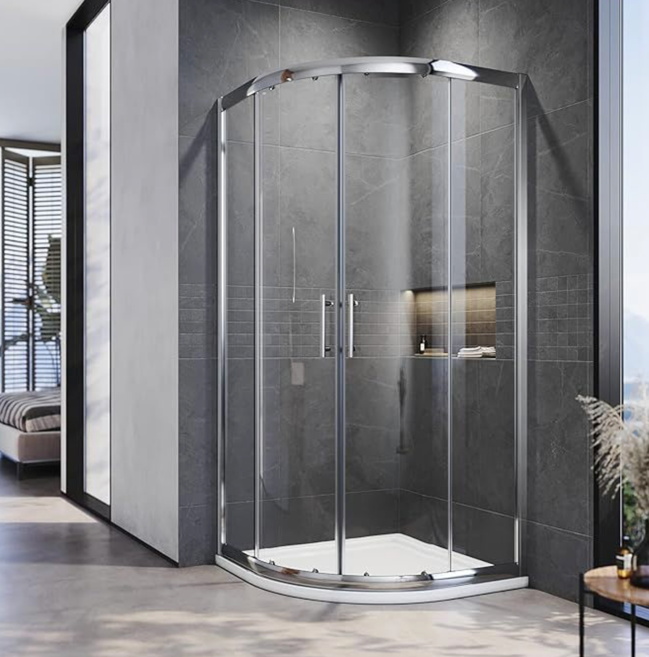 NILE Chrome Quadrant 6mm Easy Clean Glass Shower Enclosure 900mm x 900mm