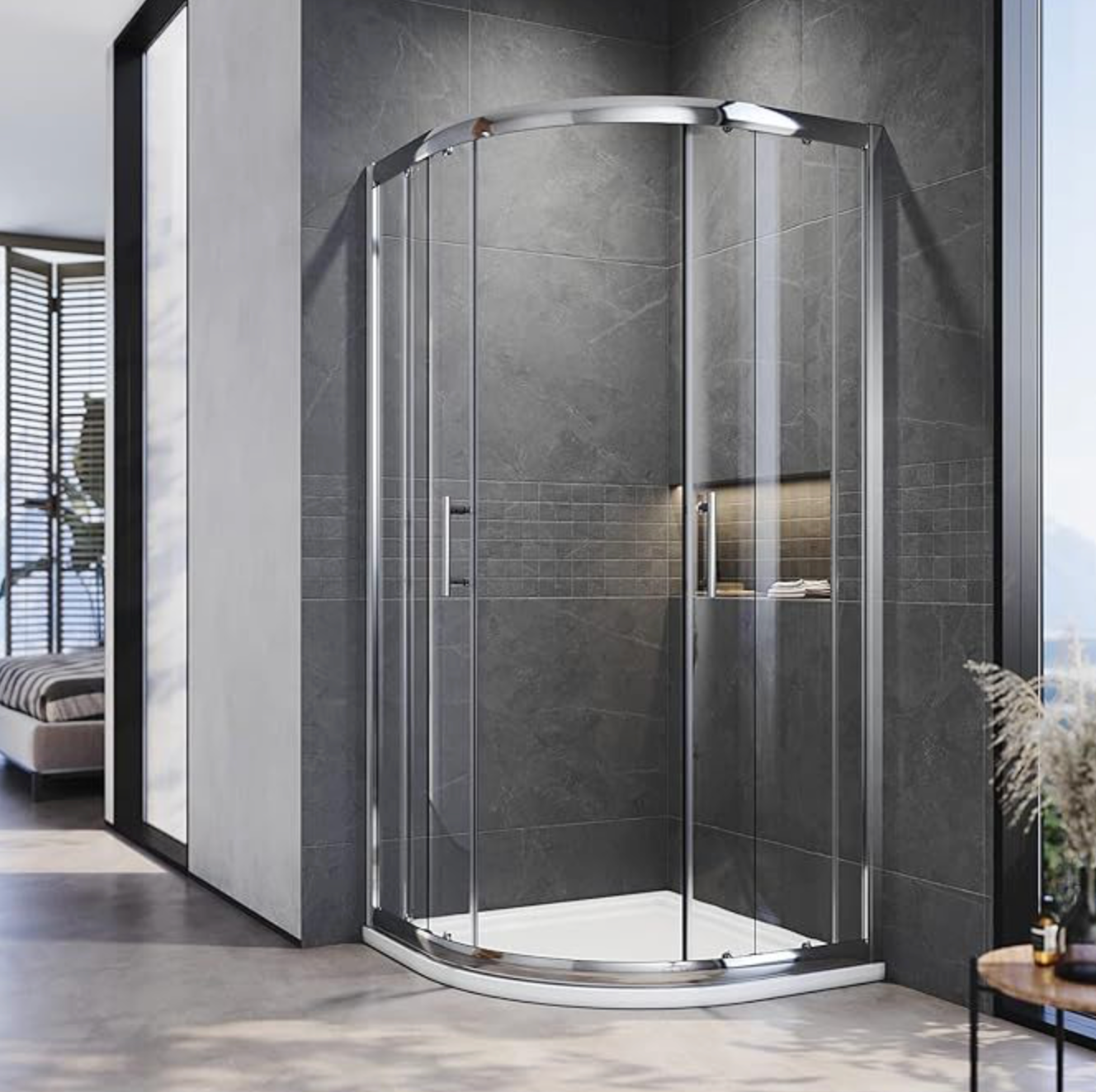 NILE Chrome Quadrant 6mm Easy Clean Glass Shower Enclosure 900mm x 900mm