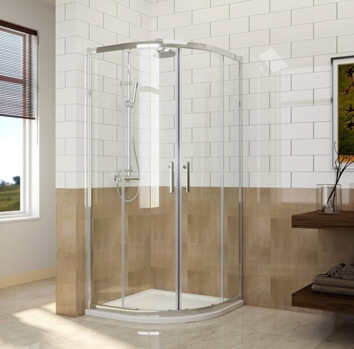 NILE Chrome Quadrant 6mm Easy Clean Glass Shower Enclosure 900mm x 900mm