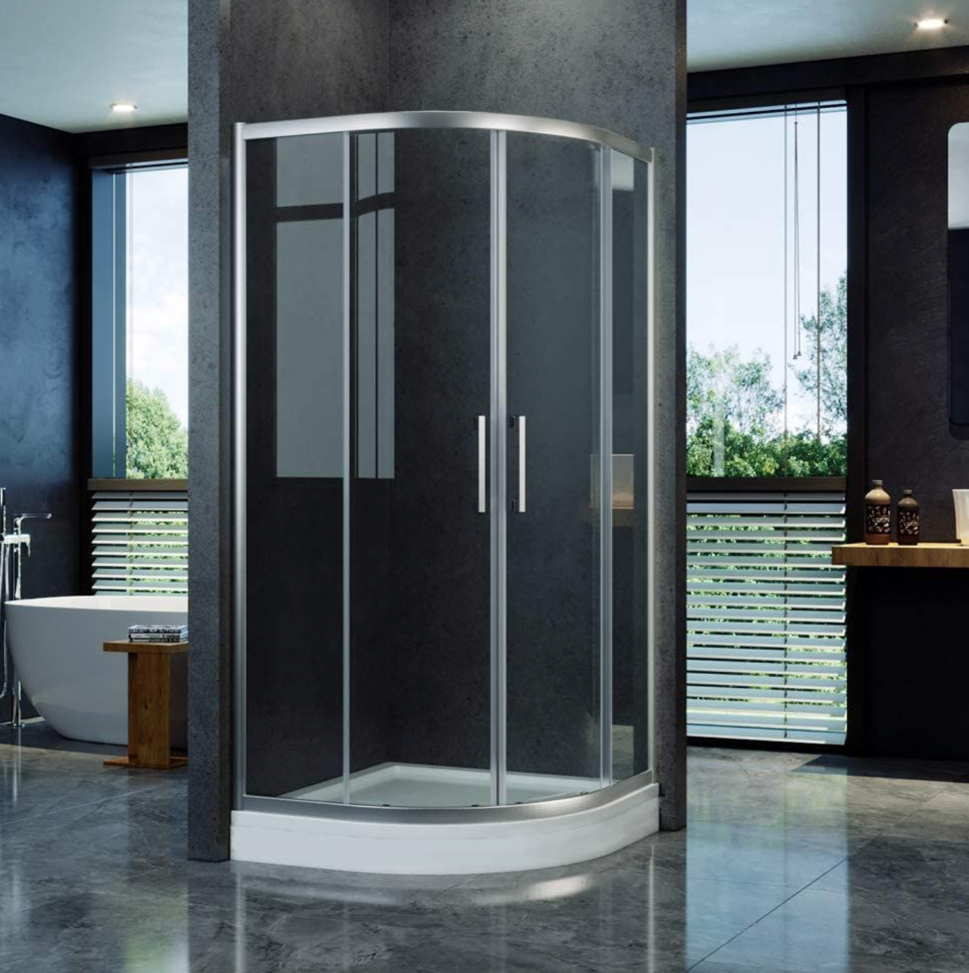 NILE Chrome Quadrant 8mm Easy Clean Glass Shower Enclosure 900mm x 900mm