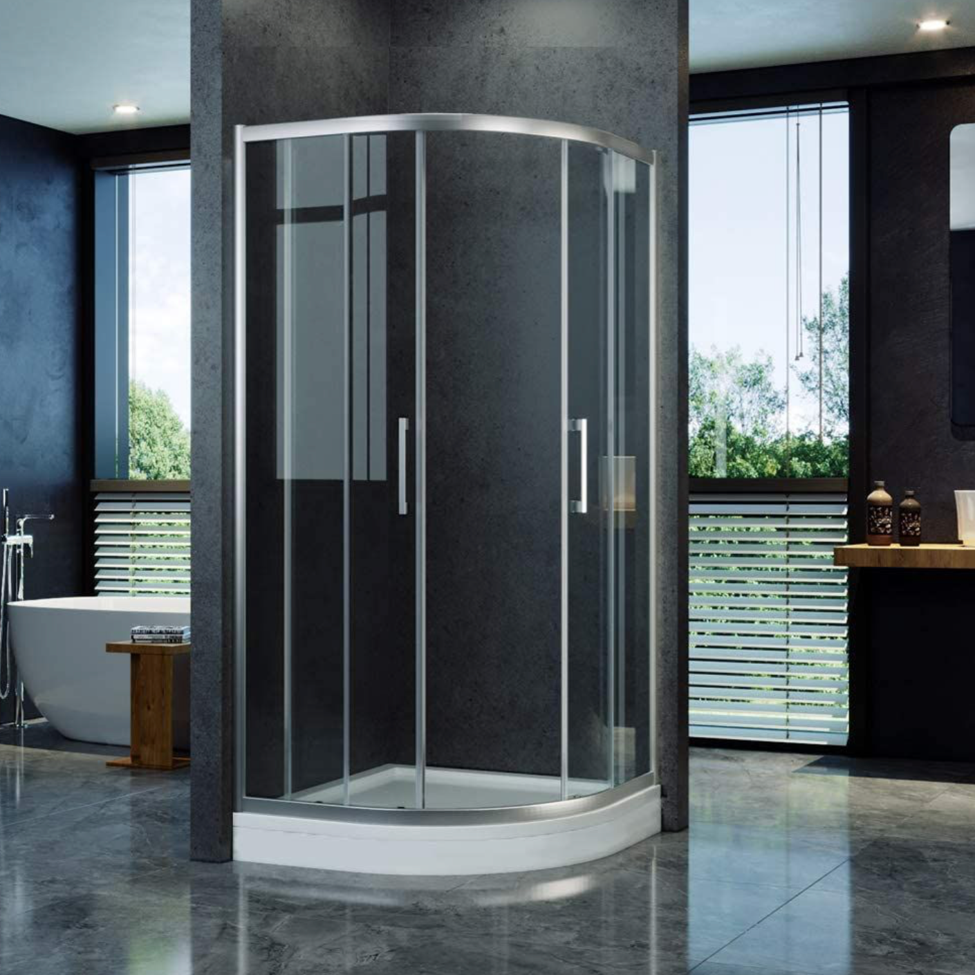 NILE Chrome Quadrant 8mm Easy Clean Glass Shower Enclosure 900mm x 900mm