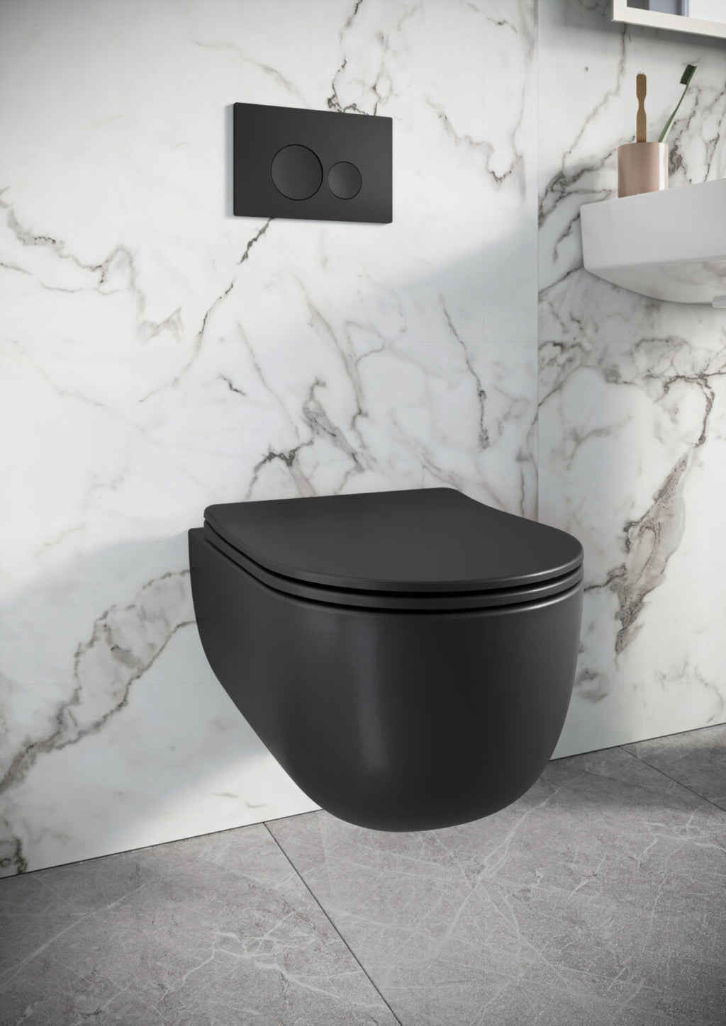 Riviera Round Wall Hung WC - Matt Black
