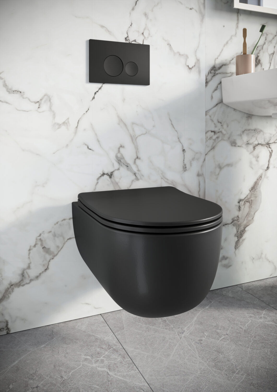 Riviera Round Wall Hung WC - Matt Black