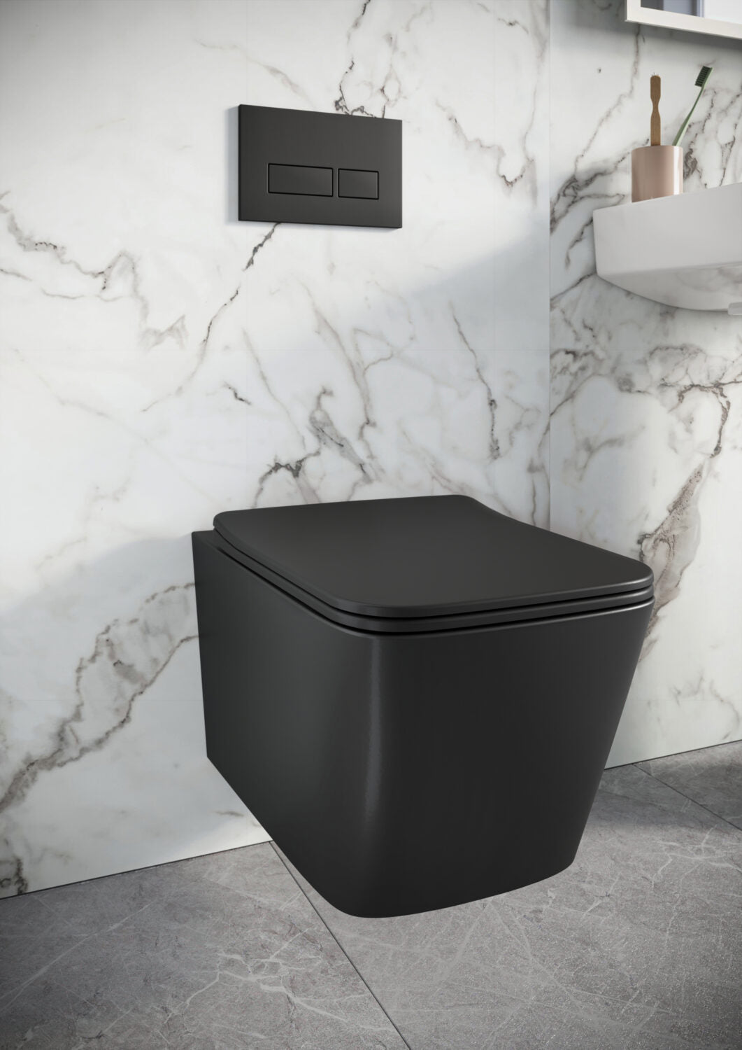Riviera Square Wall Hung WC - Matt Black
