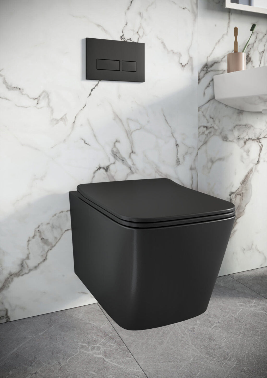 Riviera Square Wall Hung WC - White
